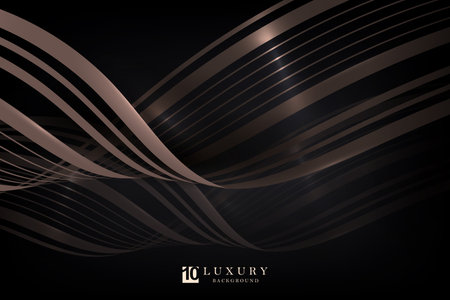 Isolated element, twisted brown ribbon on black background.のイラスト素材