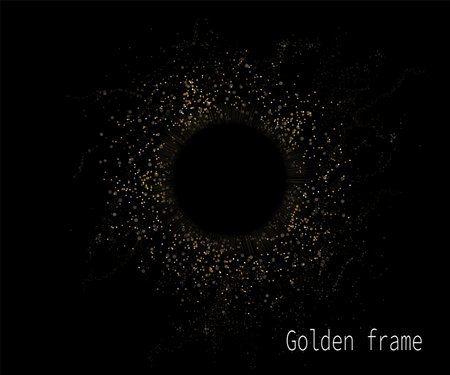 Round frame with shiny gold tinsel, a magnificent design component.のイラスト素材