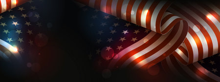 Wavy illustration of the American flag with bright glitterのイラスト素材
