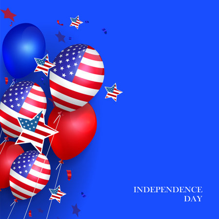 Festive illustration with isolated American attributes, balloonsのイラスト素材