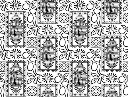 Indian Motif Vector Patternのイラスト素材
