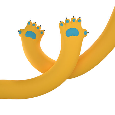 3D Render Waving Paw Hand Gestureの写真素材