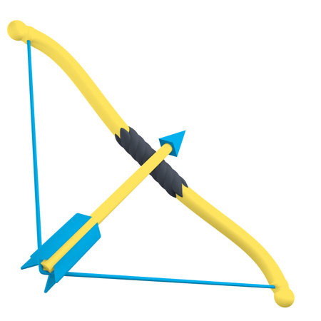 Bow and arrow isolated on white background. 3d render illustration.の写真素材