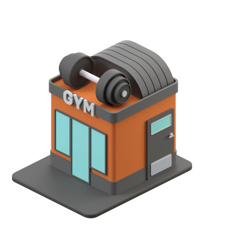 3D rendering of a isometri gym building illustrationの写真素材