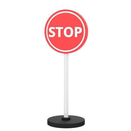 Stop road sign isolated on a white background. 3d renderingの写真素材