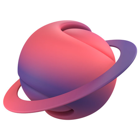 3d rendering of a planet with rings on a white background.の写真素材