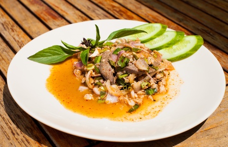 Thai Spicy minced meat salad の写真素材