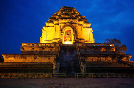 Wat Chedi Luang in the evening. Chiang Mai, Thailand.の写真素材