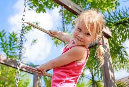 the girl on the playgroundの写真素材