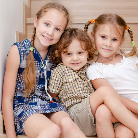 Portrait of happy children  Brother And Sister Together Foreverの写真素材