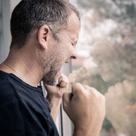 portrait one sad manの写真素材