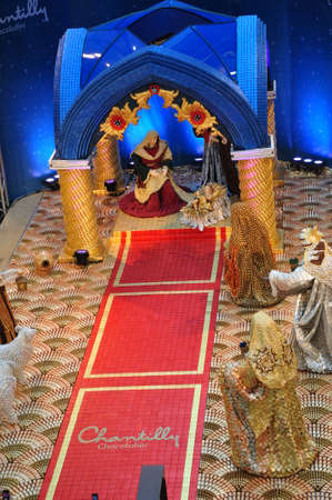Beirut, Lebanon - December 8, 2011: jesus and mary at child birth. christmas composition of...