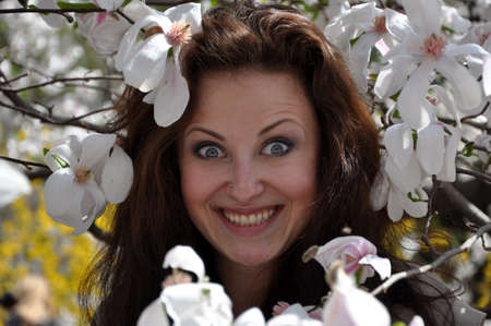 spring blossoming flowers. summertime nature. beauty and health. happy girl florist. real happiness....