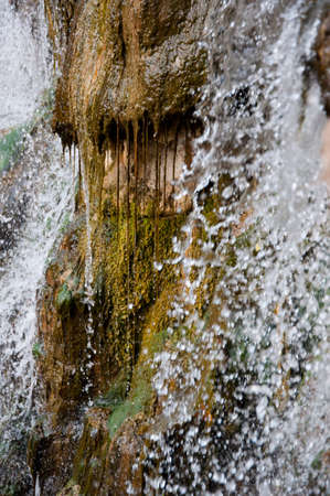 Waterfall River rocks. Forest Waterfall. macro photography with water drops.の写真素材