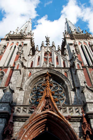 gothic cathedral or monastery. building and architecture. duomo neo-gothic style.の写真素材