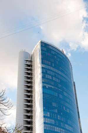 skyscraper building architecture. modern city. storey facade.