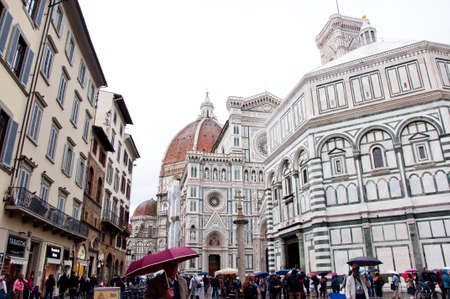 Florence, Italy - May 03, 2018: Baptistery and Duomo Cathedral in historic centre.のeditorial素材