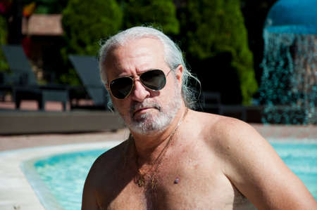 mature bearded man in summer. portrait of summer man. sunny summer vacation.