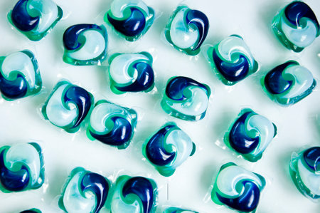 detergent pods background. minimalism of detergent. laundry detergent.の写真素材
