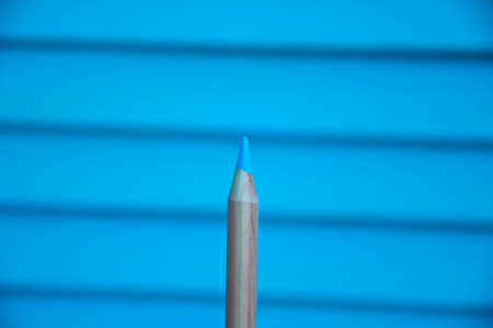 blue pencil. blue color stationery. school supplies blue color. selective focus.の写真素材
