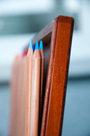 stationery set. colorful pencil stationery. school stationery supplies. selective focus and closeup.の写真素材