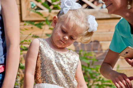 children's day. happy childhood. small child girl outdoor. little kid. preteen daughter has...