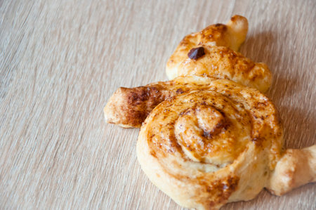 food appetizer fresh bakery and pastry snack. easter french croissant. bakehouse with homemade buttery. yummy easter bakery. copy space.の写真素材