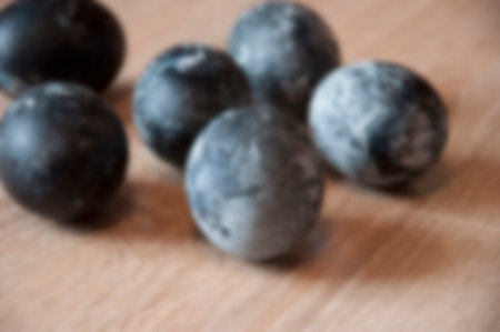 blurred background. happy easter. bunny hunt begin. egg hunting. traditional galaxy painted eggs. minimalist design. hunting eggs. spring eastertime holiday. defocused easter egg.の写真素材