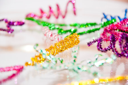party decor. merry christmas. happy new year. xmas colorful and bright decorations. winter holiday...