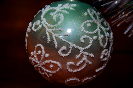 Xmas holiday celebration. New Year tree at Christmas eve. Xmas tree decoration. Santa Claus. Balls On Christmas Tree. Happy New Year. Merry Christmas. Christmas ornaments at home. Noel.の写真素材