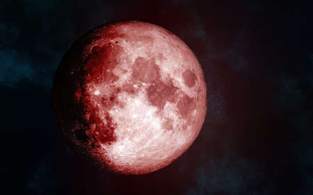 Solar system. Red Moon. Isolated on a cosmic background. Image in 5K resolution for desktop wallpaper.の写真素材