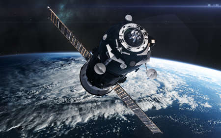 station in orbit of planet Earth. Solar system. Science fiction. Elements of this image furnished by