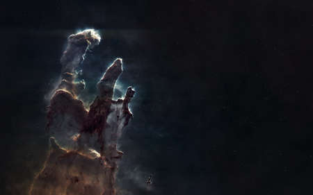 Pillars of Creation. Beautiful space landscape. Science fiction.