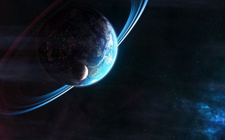 Habitable deep space planets. Science fiction.