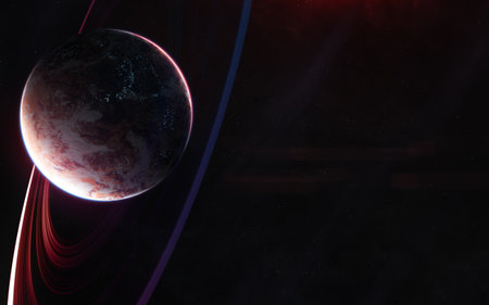 Planet in deep space. Science fiction. Elements of this image furnished by