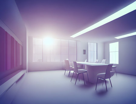 Empty office Room in sunrise 3d render 3d illustrationの写真素材