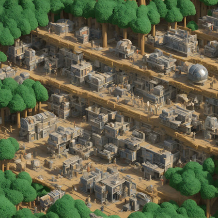 Futuristic isometric city alien fantasy 3d illustrationの素材