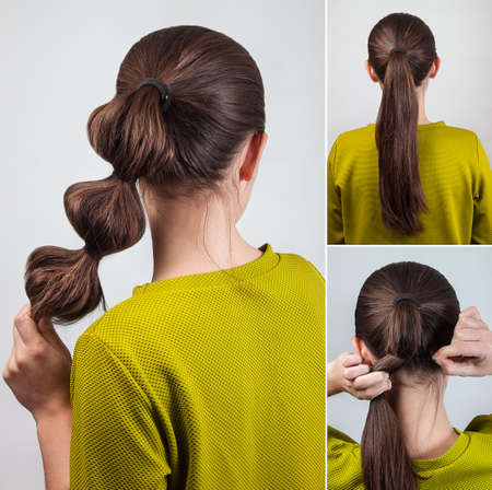 simple casual hairstyle pony tail with scrunchy tutorial