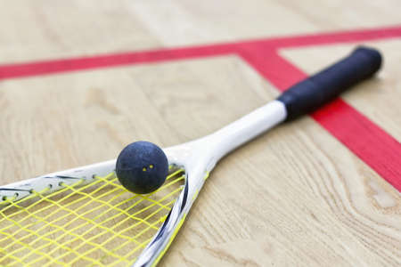 squash racket and ballの写真素材
