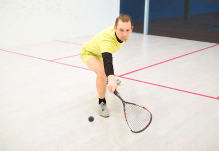 man playing squashの写真素材