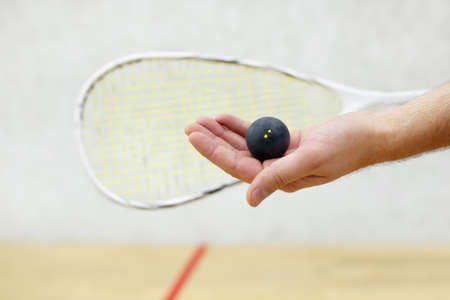 squash player serving a ballの写真素材