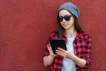 girl with tablet computerの写真素材