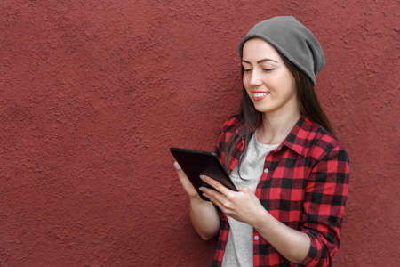 girl with tablet computerの写真素材