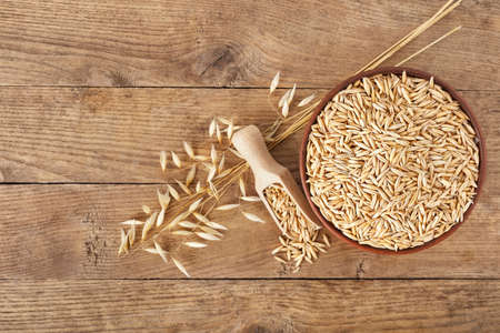 oat grains in bowl top view