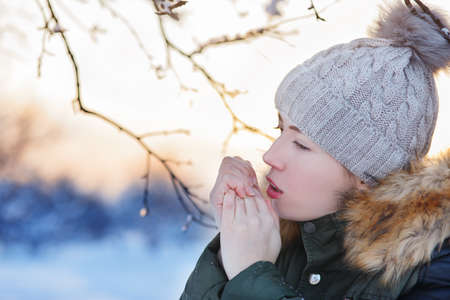 winter girl portraitの写真素材