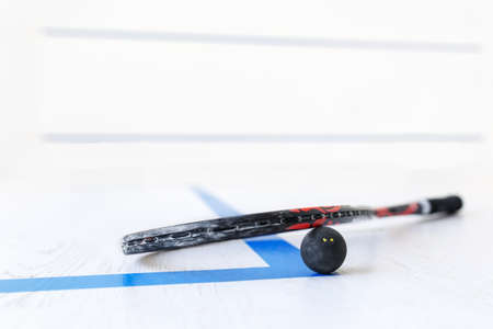 racquetball equipment and wallの写真素材