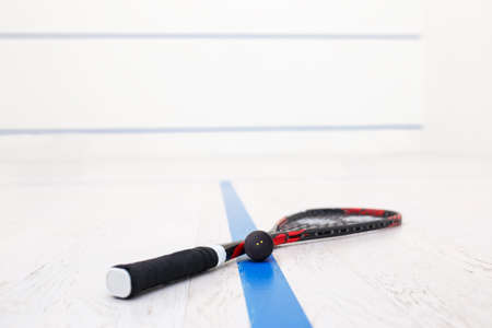 racquetball equipment and wallの写真素材