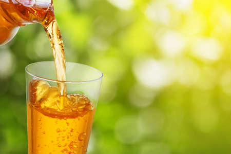 pouring apple juice