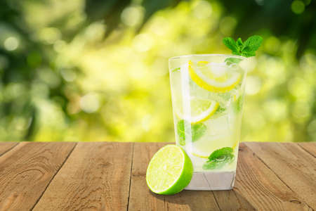 glass of cold lemonadeの写真素材