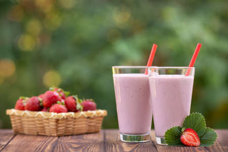 milkshake in glassesの写真素材